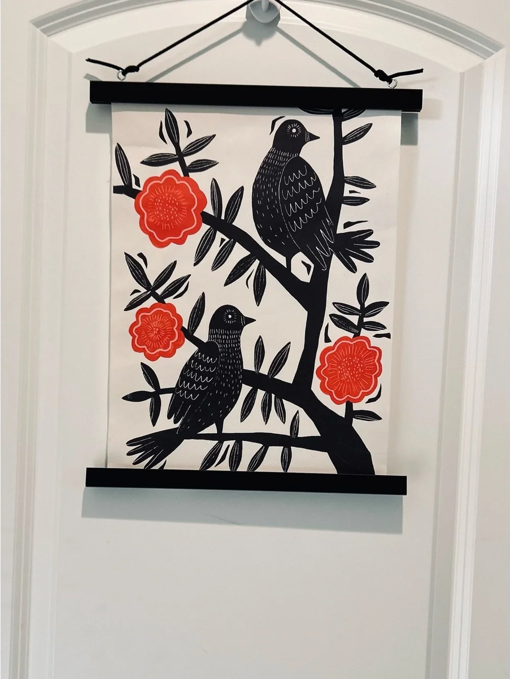 IKEA Wall Hanging Art bird flowers poppy roses nature apartment door dorm decor